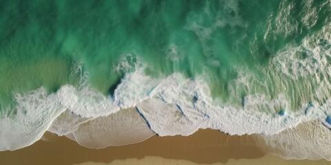 Fototapeta na wymiar Tropical beach and sea waves captured by drone