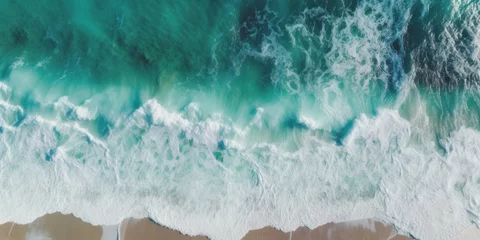 Foto op Canvas Tropical beach and sea waves captured by drone © Fernando