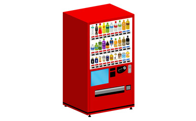 赤い自動販売機 斜め上