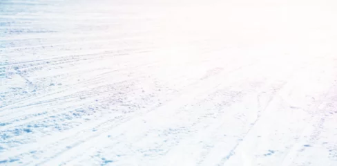 Gordijnen Ski traces on snowy landscape © vectorfusionart