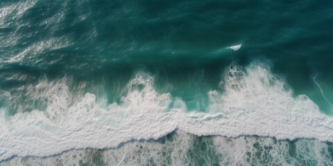 Fototapeta na wymiar Aerial perspective of white wave splash in the deep sea