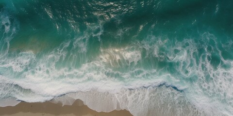 Obraz na płótnie Canvas Aerial perspective of white wave splash in the deep sea