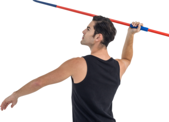 Male athlete preparing to throw javelin