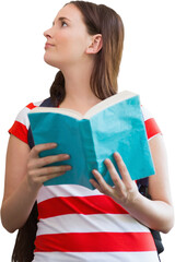 Student reading book in library