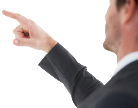 Handsome businessman pointing at something