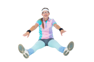 Geeky hipster posing in sportswear 