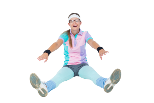 Geeky hipster posing in sportswear 