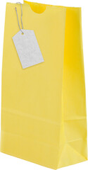 Yellow paper bag with price tag 