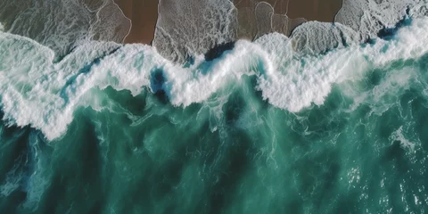 Fotobehang Tropical beach and sea waves captured by drone © Fernando