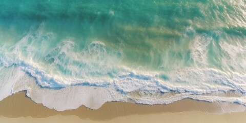 Fototapeta na wymiar Top-down aerial shot of splashing white waves in the ocean