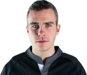 Rugby player holding a rugby ball