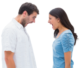 Angry couple shouting at each other