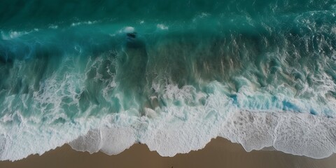 Breathtaking aerial view of tropical beach waves