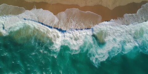 Breathtaking aerial view of tropical beach waves