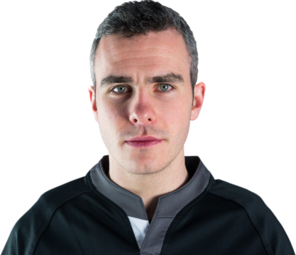 Rugby player holding a rugby ball