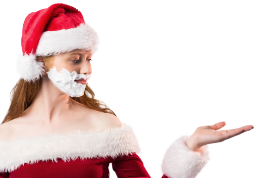 Festive redhead in foam beard