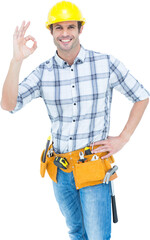 Handyman gesturing OK sign