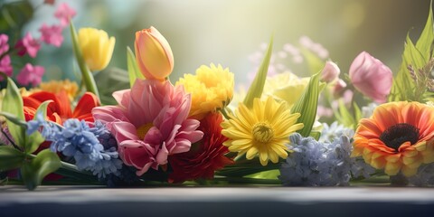 Obraz premium Lively Mother's Day banner with a vibrant spring bouquet
