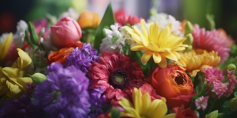 Obraz na płótnie Canvas Eye-catching floral arrangement in Mother's Day spring banner