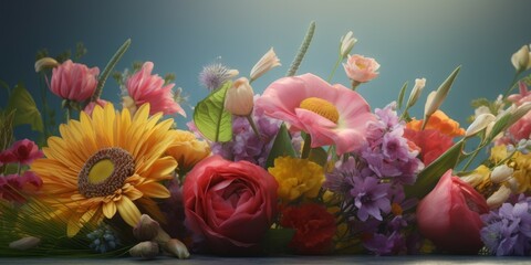 Eye-catching floral arrangement in Mother's Day spring banner