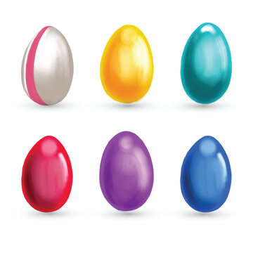 Happy easter colorful painted egg set design