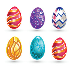 Happy easter colorful painted egg set design
