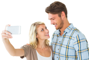 Attractive couple taking a selfie together