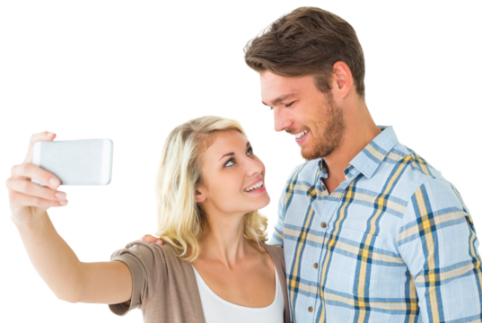 Attractive couple taking a selfie together
