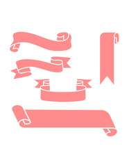 Vintage empty pink ribbon roll set template illustration