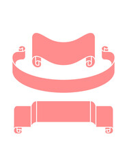 Vintage empty pink paper and ribbon roll set template illustration