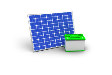 Vector image of 3d solar panel with battery