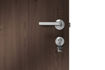 Brown door with house key