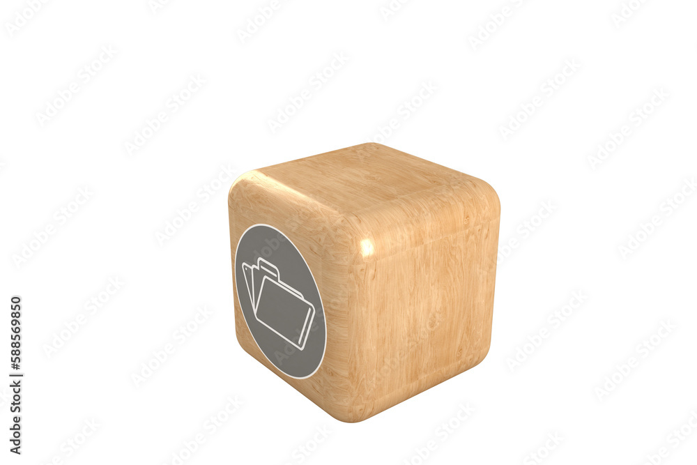 Aufkleber digitally generated image of file icon on brown cube