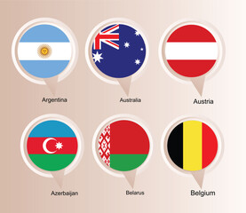 Country flags, Map Marker, Pin pointer vector