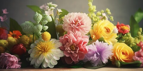 Bright, assorted flowers in Mother's Day spring banner