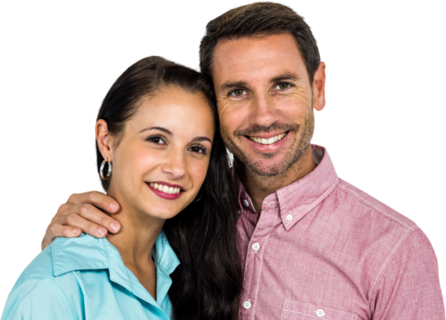 Smiling couple looking at camera