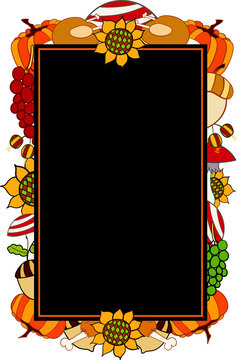 Composite image of flower with food pattern on blank picture frame
