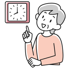 Obraz premium 時計を見て時間を確認するシニア女性の上半身