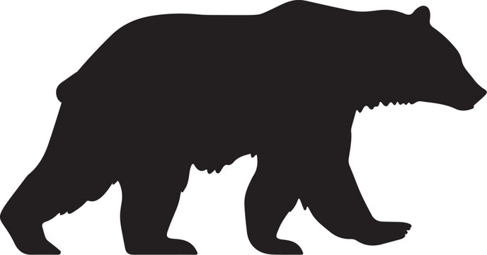 Silhouette of Black Bear, isolated on white background (Vector)