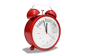 Wandcirkels aluminium Frohes neues jahr in red alarm clock © vectorfusionart