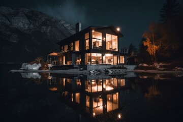 Fototapeta premium house at night made with generative ai
