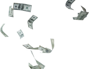 Falling one hundred dollar bills