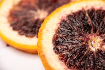 macro slice of blood orange