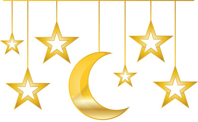 Moon and star shaped lantern icon