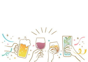 乾杯するイラスト　フレーム
