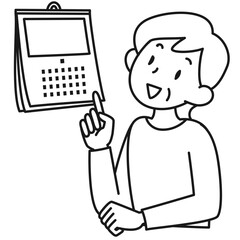 カレンダーを見て日にちを確認するシニア女性の上半身