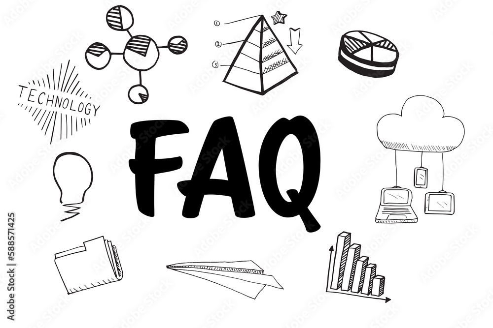 Poster faq text amidst several vector icons