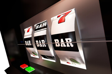 Slot machine showing bar text