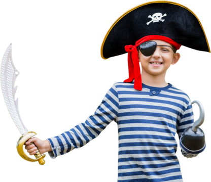Boy pretending to be a pirate
