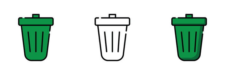 trash recycle icon set